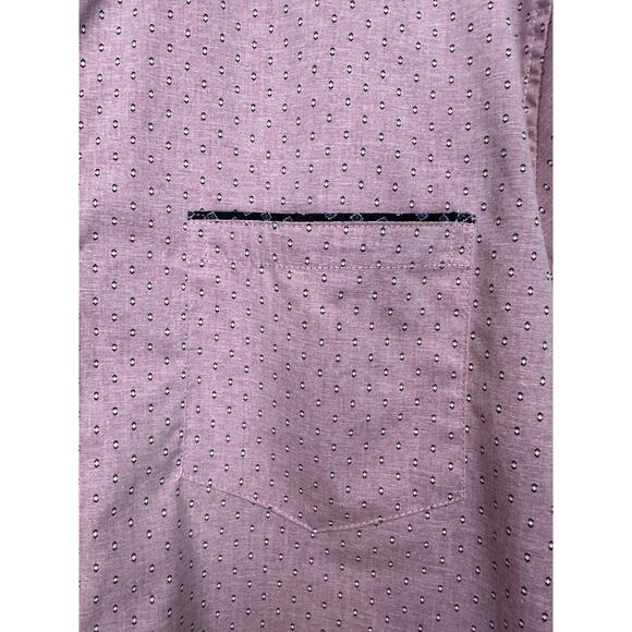 Craft & Flow Button Up Shirt Men's XL Large Pink Print Blue Accents Short Sleeve - Picture 6 of 13